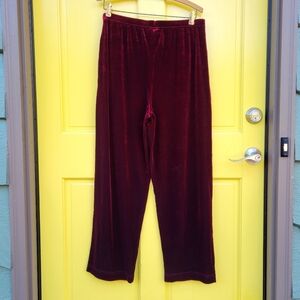 Coldwater Creek Deep Merlot Velour High Rise Lounge Pants Size L